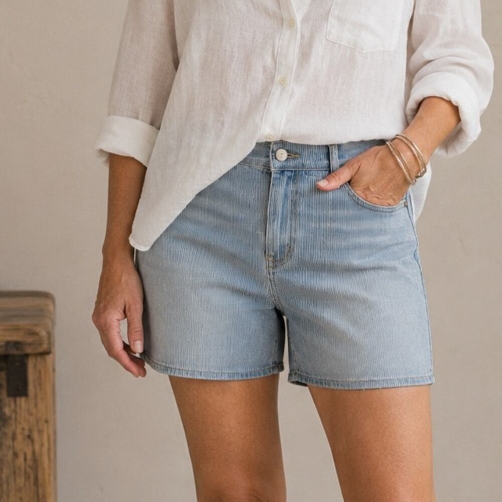 Pilcro & the Letterpress Blue Stripe Denim 6" 5 Pocket Short 30